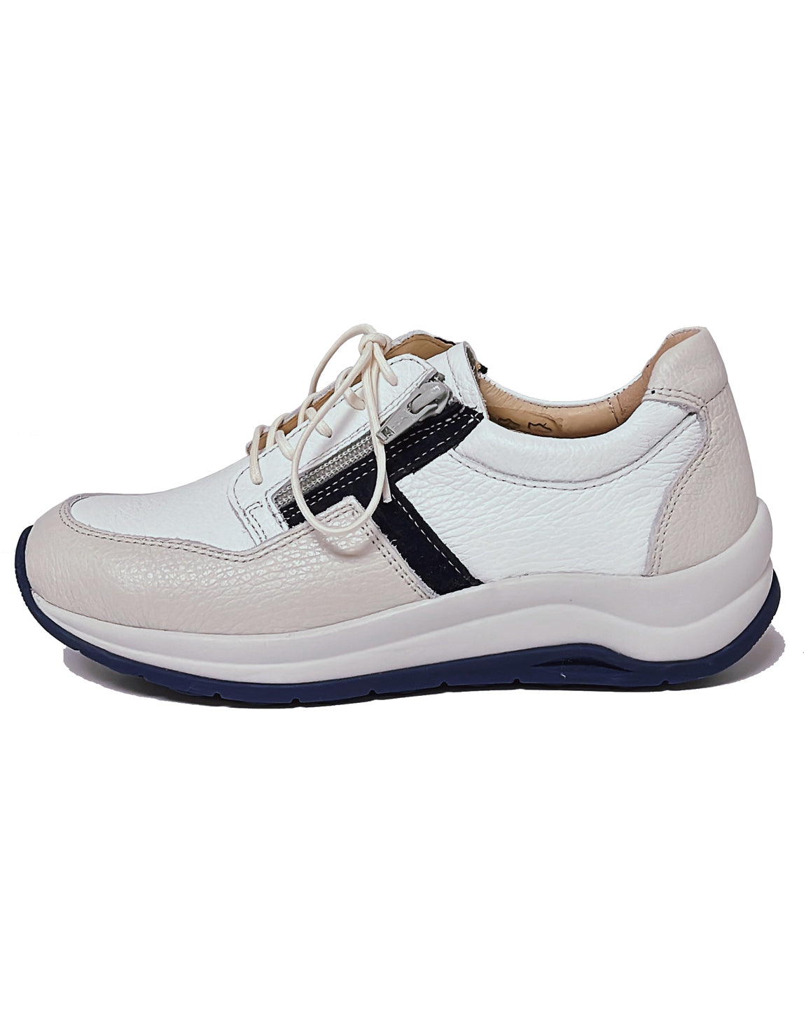 WOLKY 00979 COMRIE LACE/ZIP SHOE - WHITE DENIM