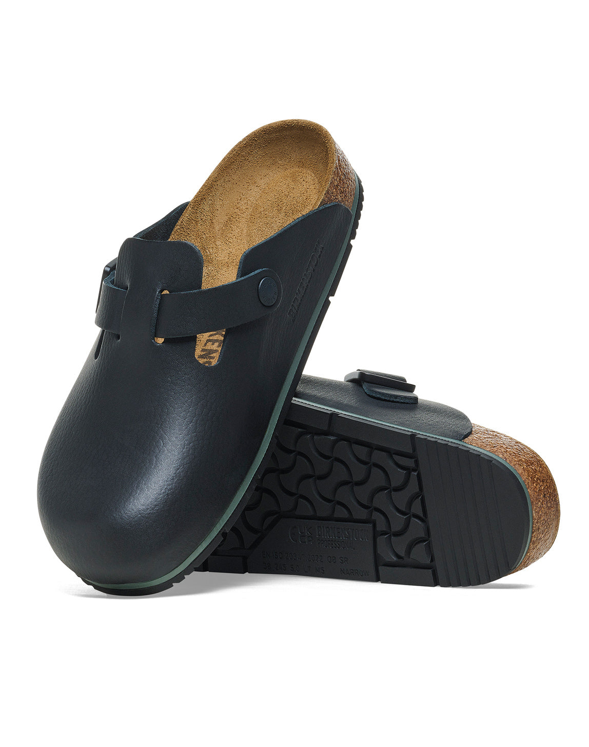 BIRKENSTOCK BOSTON PRO BLACK PU COATED OL REGULAR