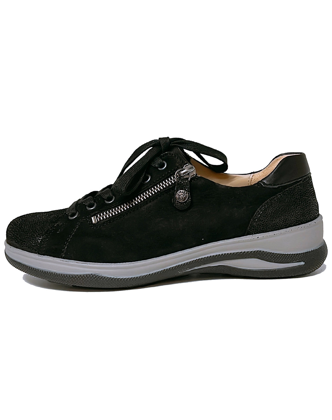FIDELIO 386103 HALEY LACE ZIP SHOE - BLACK CIRCUIT SUEDE