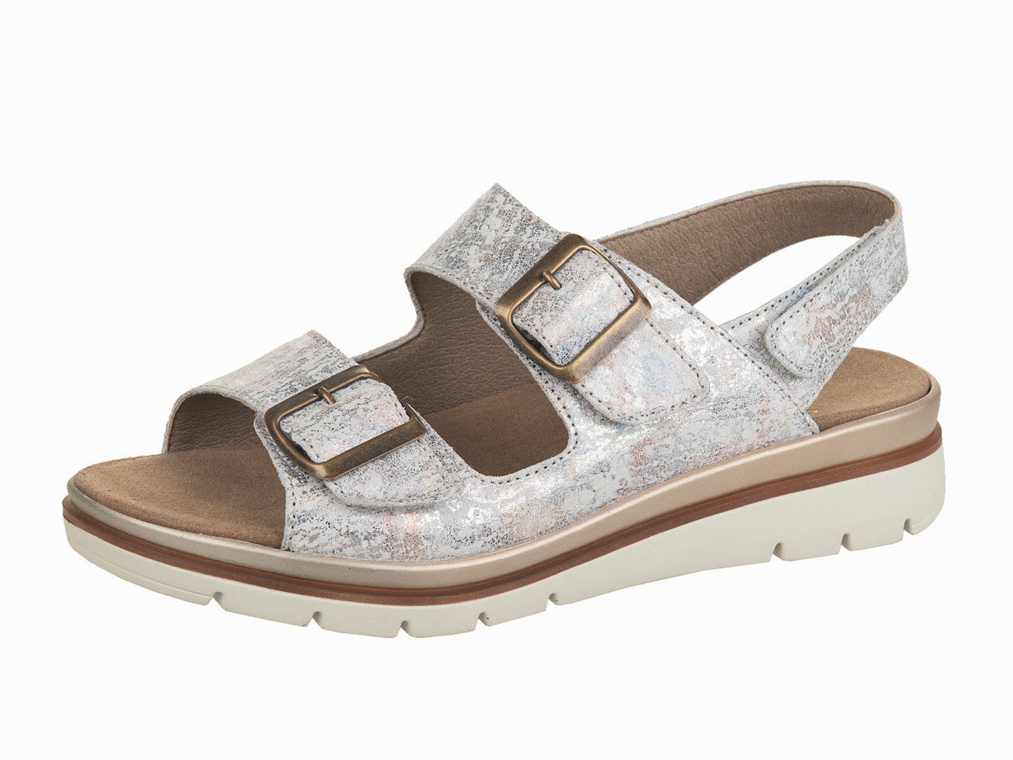 Fidelio GLORY Triple Strap Slide - Bianco Hermana (Silver Pearl & White)