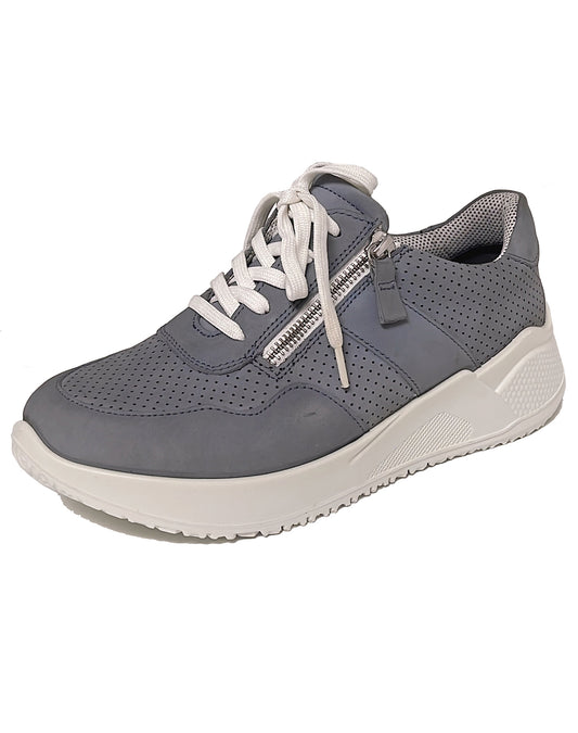 JOMOS 810392 ZIP LACE SHOE - MISTY BLUE NUBUK