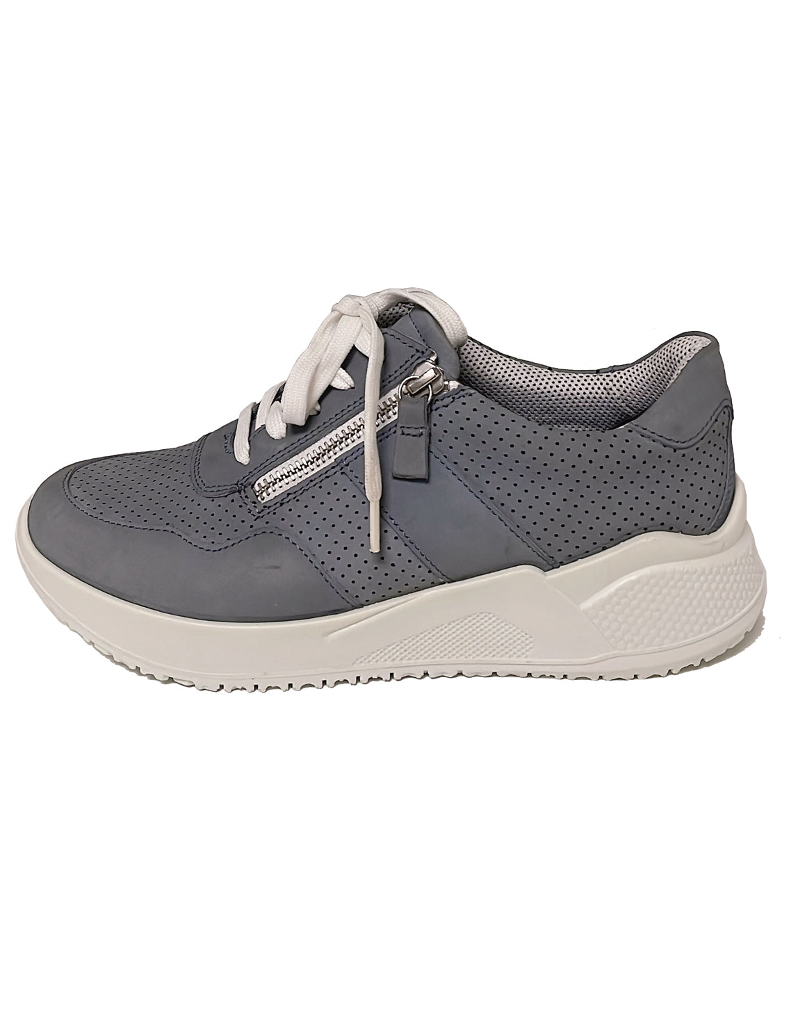 JOMOS 810392 ZIP LACE SHOE - MISTY BLUE NUBUK