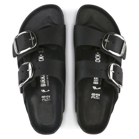 Birkenstock ARIZONA Big Buckle Oiled Leather Sandals - Black Regular