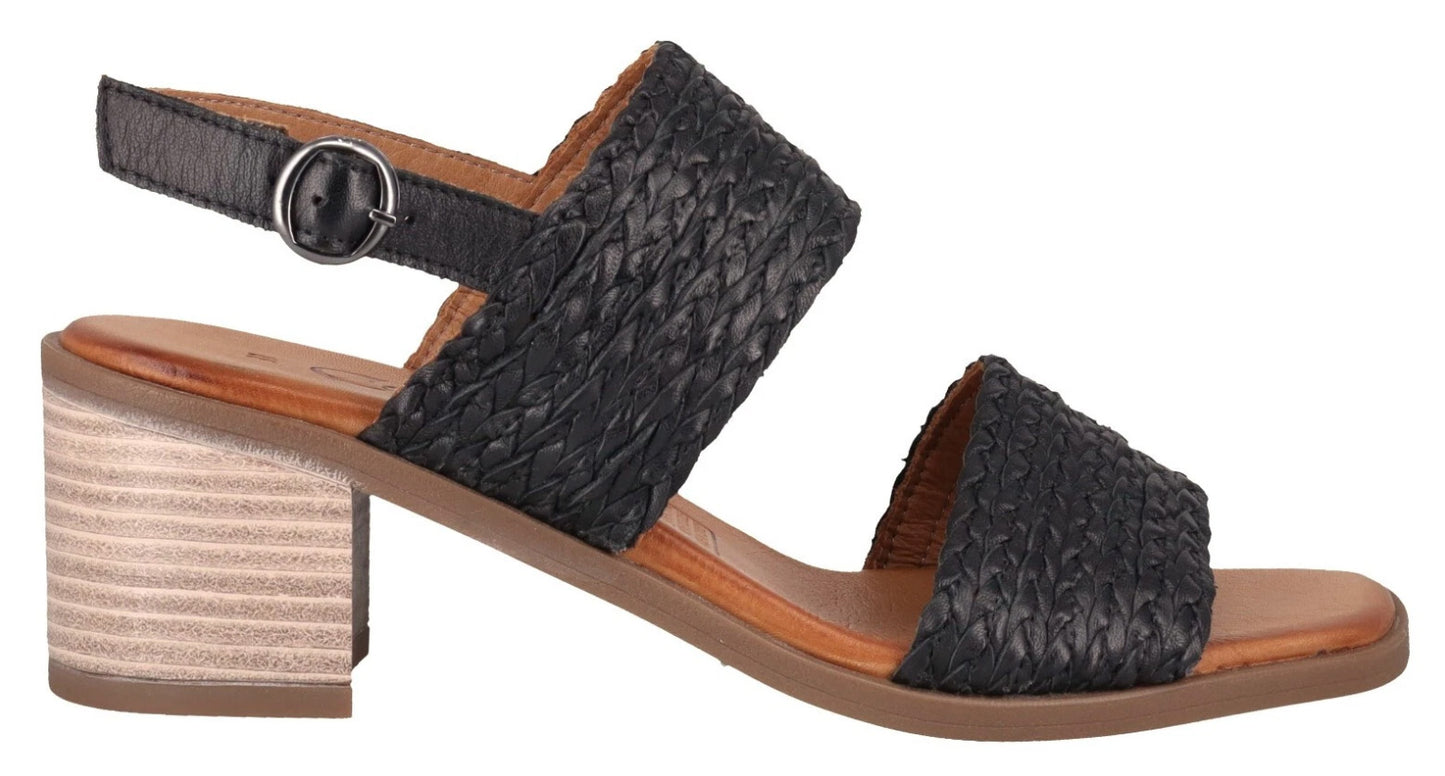 Cabello IZZY Plaited Two Strap Slingback Heel - Black
