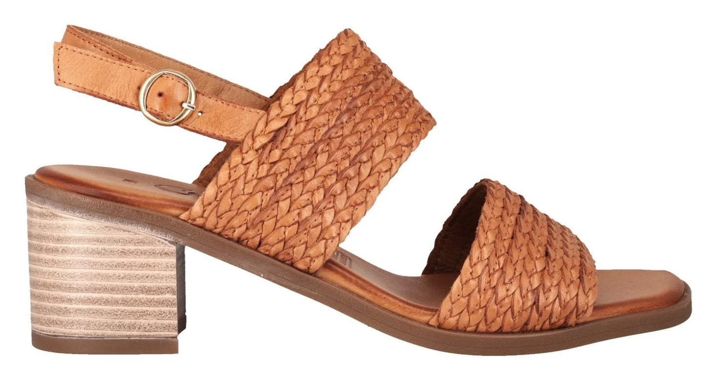 Cabello IZZY Plaited Two Strap Slingback Heel - Tan