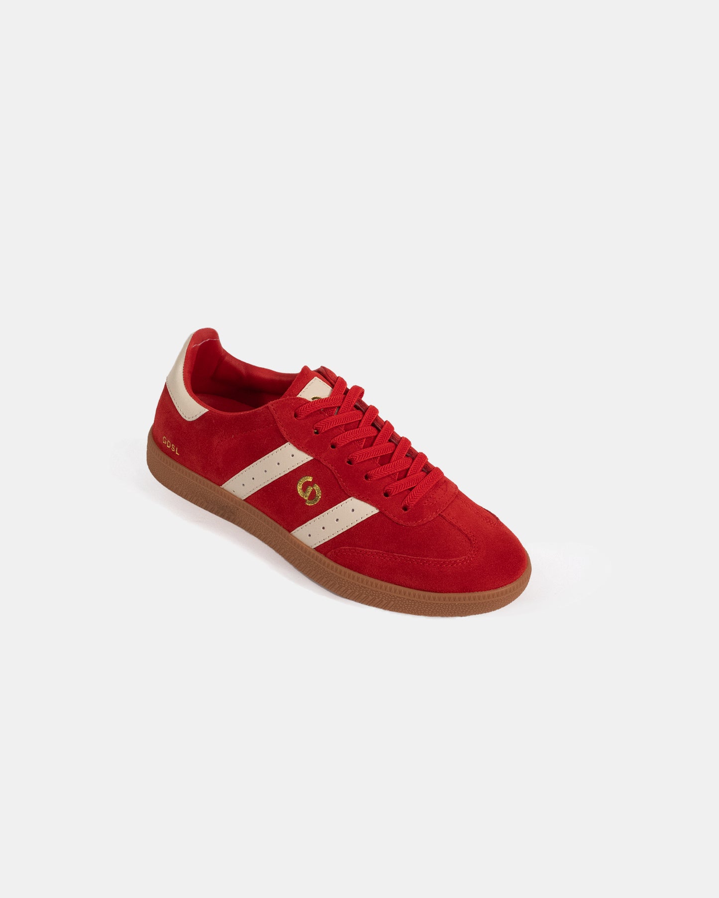 Goodsole Parallel 2001 Lace Up Sneaker - Aurora Red Suede & Ivory Leather