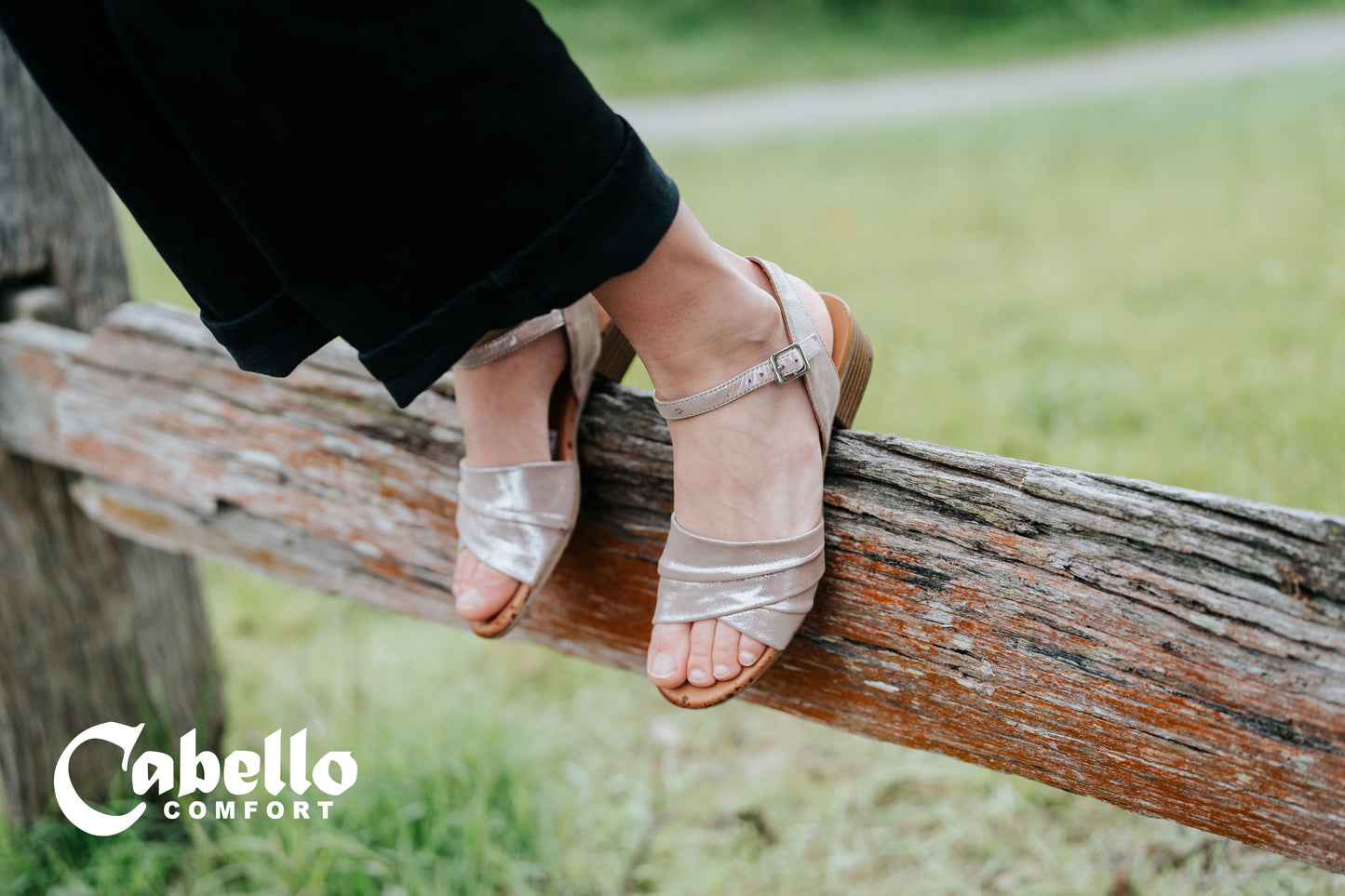 Cabello YENICE Crinkle Strap Sandal - Taupe Shimmer
