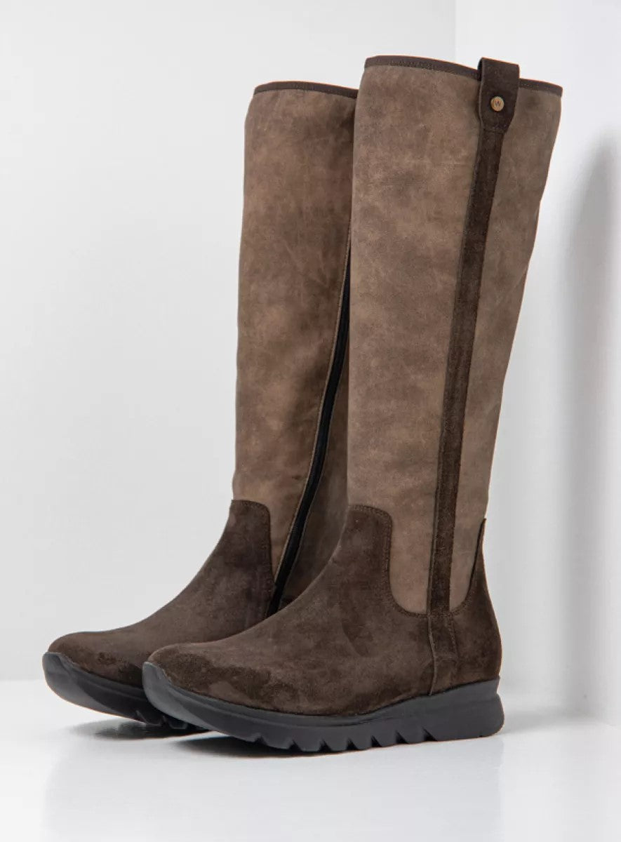 Wolky JACKSON Knee-High Tall Boot - Taupe & Chocolate Brown Combo