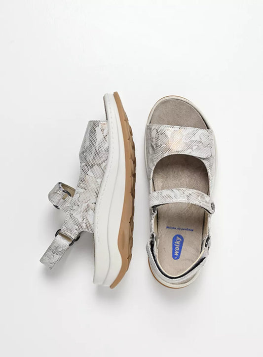Wolky ADURA Velcro Sandal - Beige Floral Print