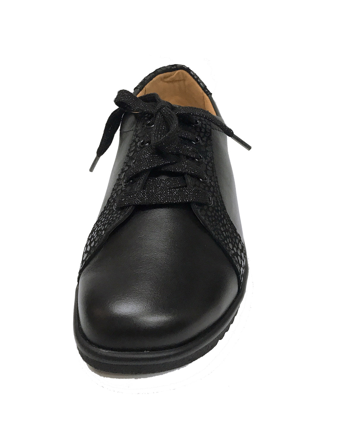 GANTER 204750 INGE 5 EYE LACE SHOE - BLACK CALF