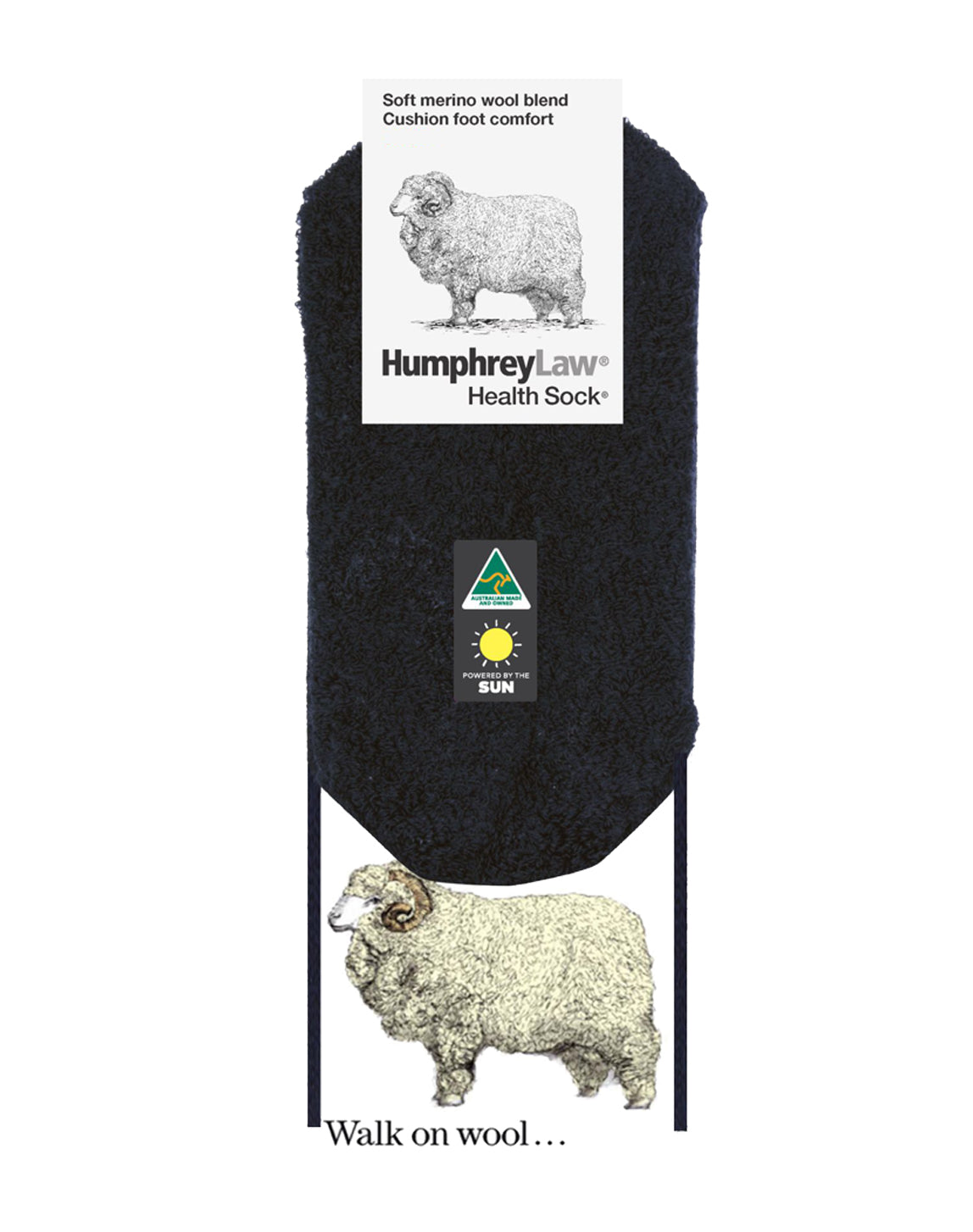 HUMPHREY LAW LADIES SOCK WOOL BLEND CUSHIONED SOLE - CHARCOAL, REGULAR