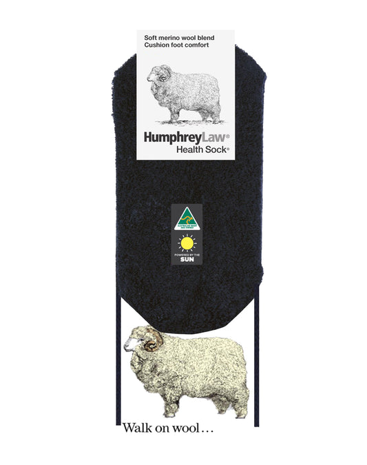 HUMPHREY LAW LADIES SOCK WOOL BLEND CUSHIONED SOLE - CHARCOAL, REGULAR