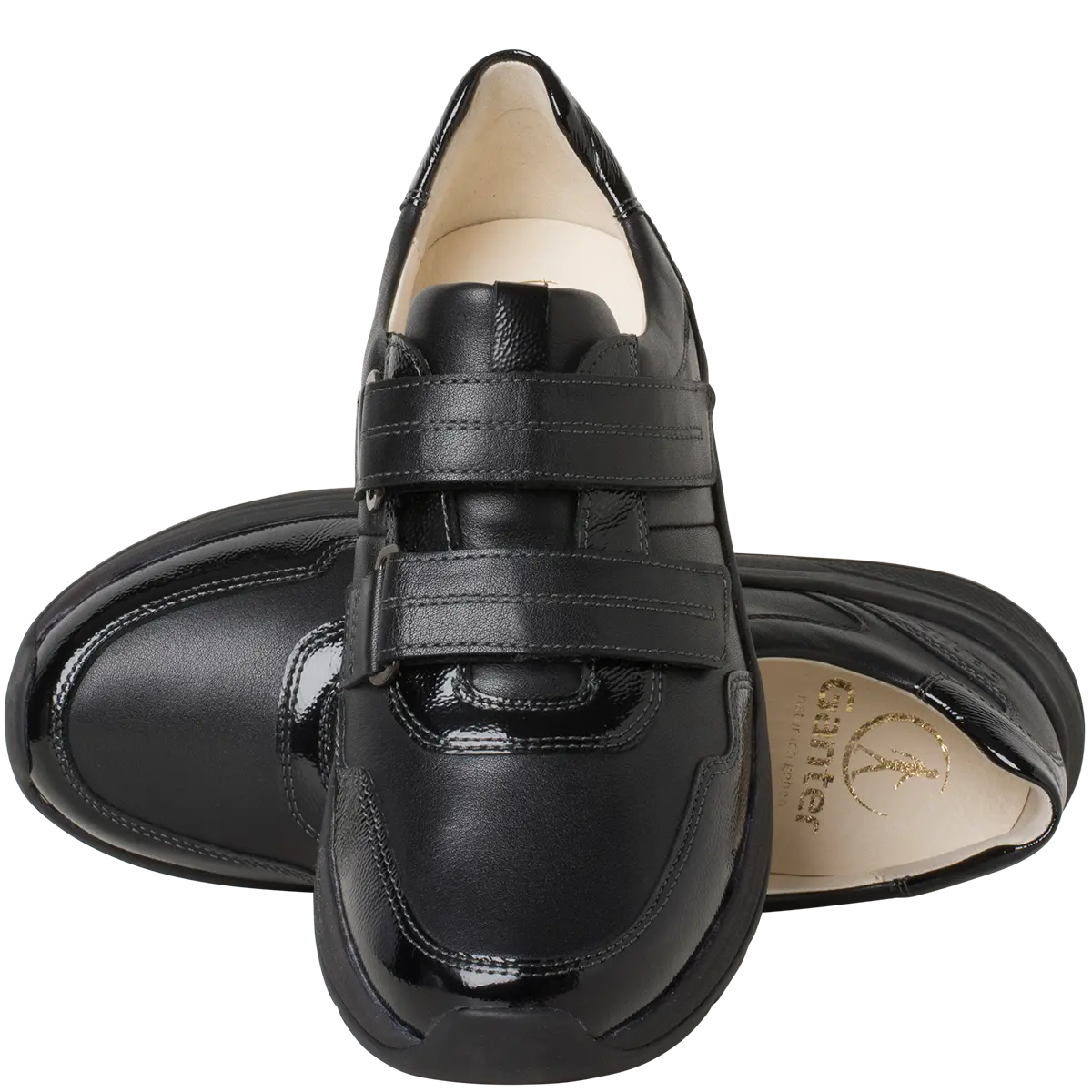 Ganter Double Velcro Rocker Sole Leather Shoe – Schwarz/Black