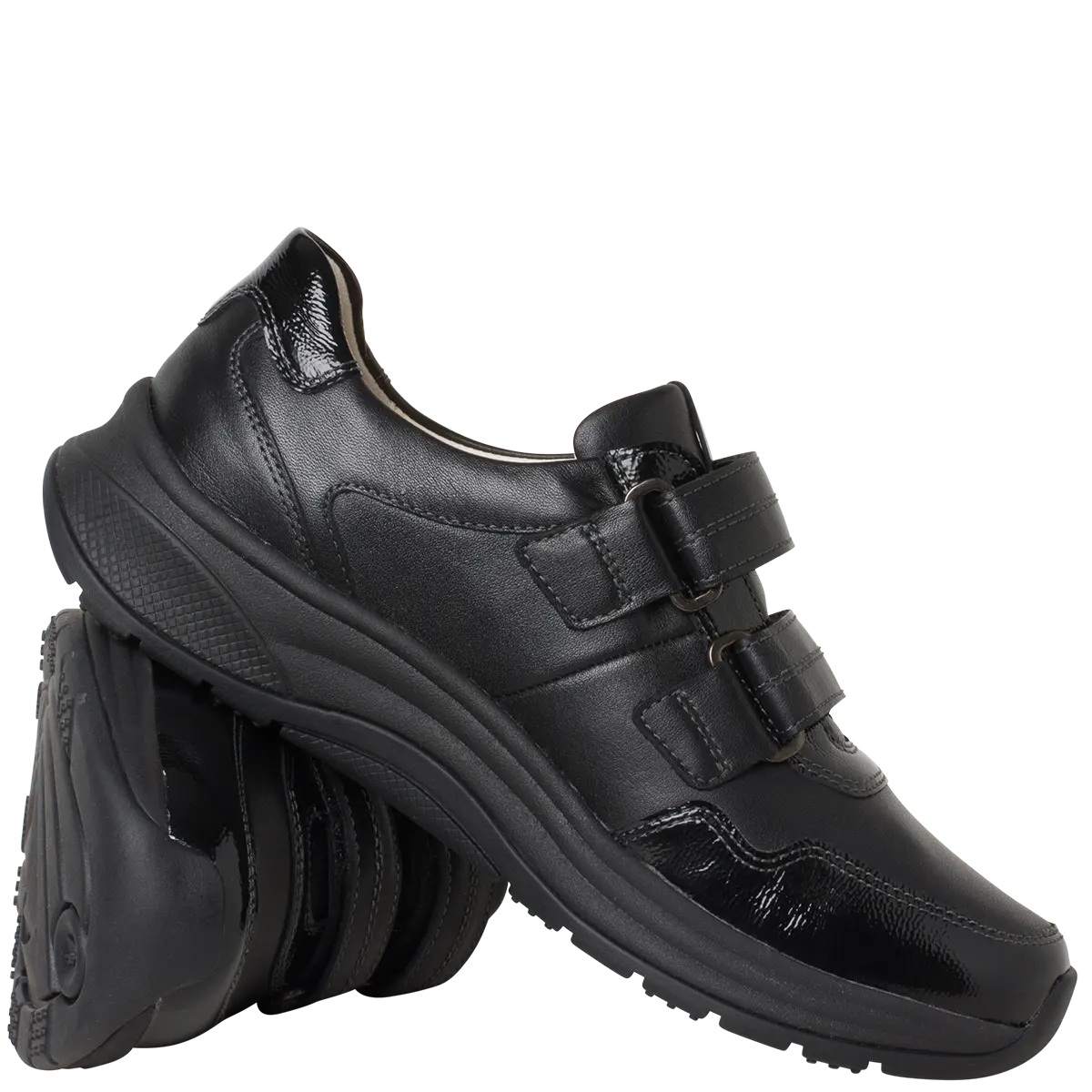 Ganter Double Velcro Rocker Sole Leather Shoe – Schwarz/Black