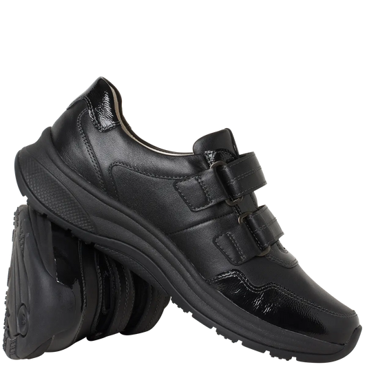 Ganter Double Velcro Rocker Sole Leather Shoe – Schwarz/Black