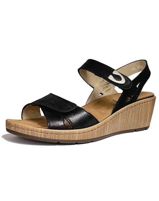 WOLKY 03552 SANIBEL DBL VELCRO WEDGE - BLACK