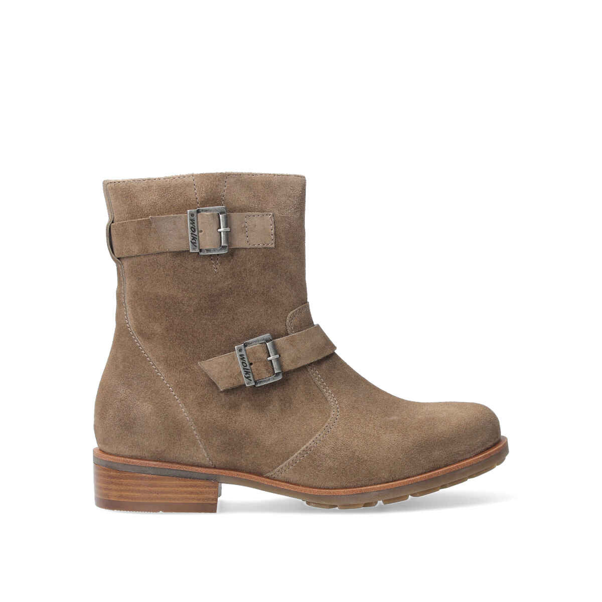 Wolky DEVON Ankle Biker Boot - Beige Suede Leather