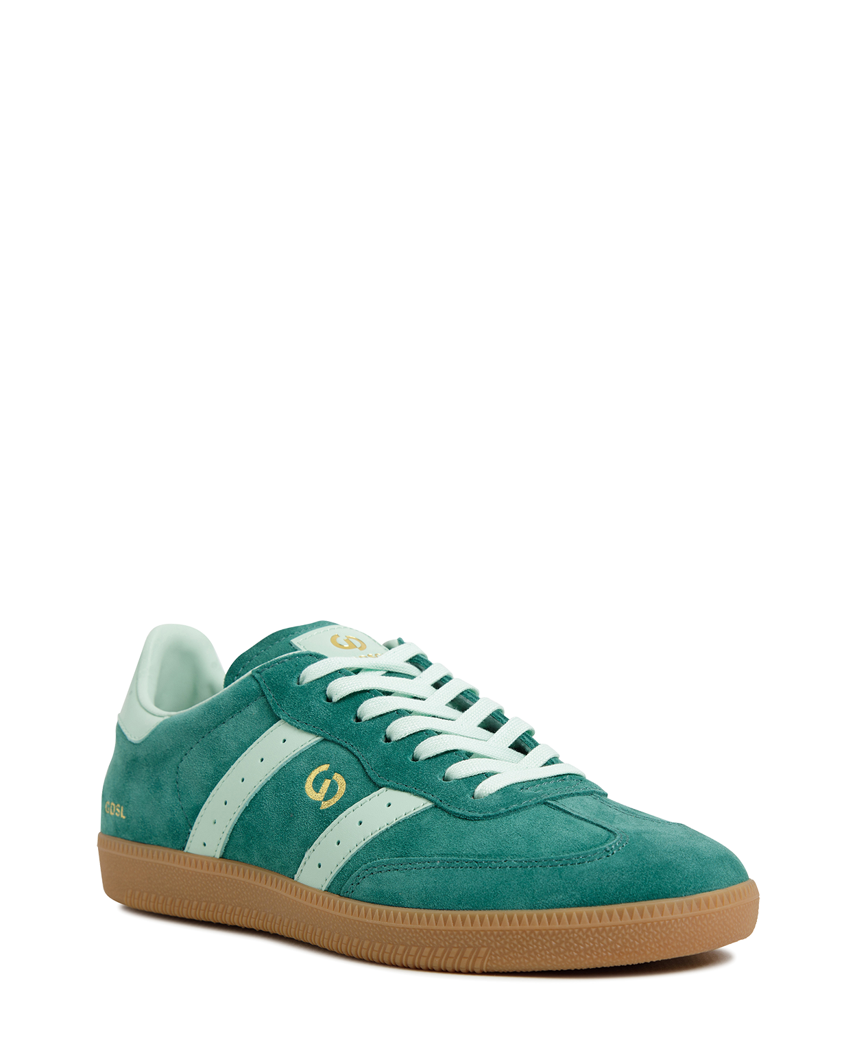 Goodsole Parallel 2001 Lace Up Sneaker - Emerald Green Suede & Mint Green Leather