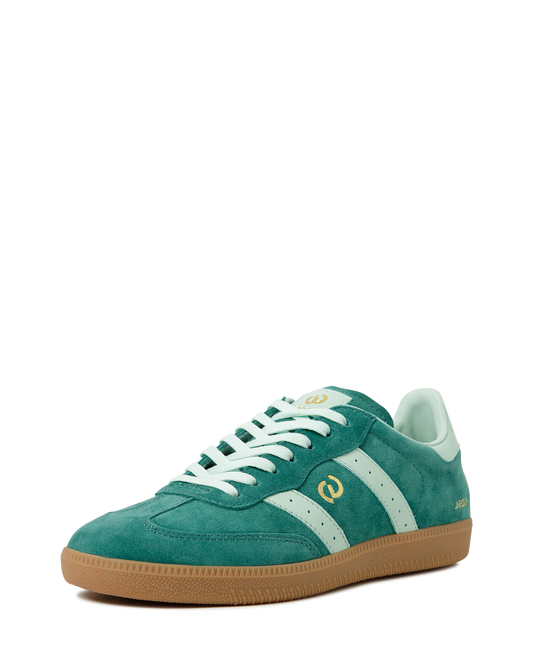 Goodsole Parallel 2001 Lace Up Sneaker - Emerald Green Suede & Mint Green Leather