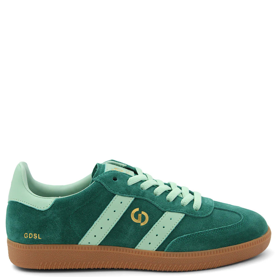 Goodsole Parallel 2001 Lace Up Sneaker - Emerald Green Suede & Mint Green Leather