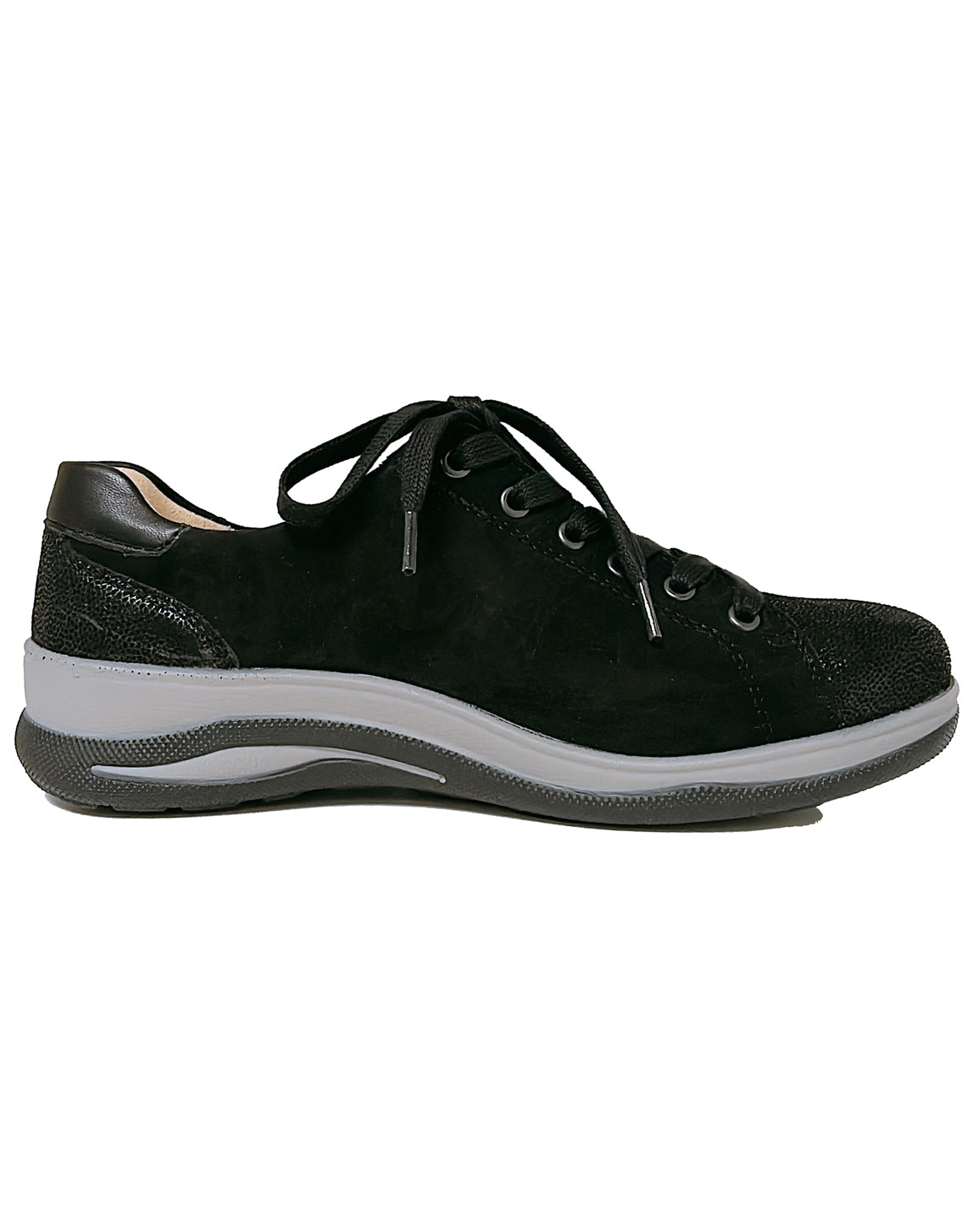 FIDELIO 386103 HALEY LACE ZIP SHOE - BLACK CIRCUIT SUEDE