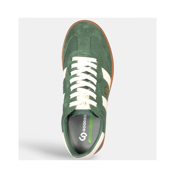 Goodsole Parallel 2001 Lace Up Sneaker - Cypress Green Suede & Ivory Leather