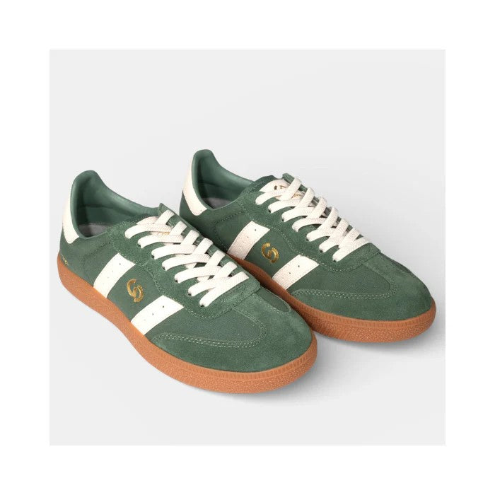 Goodsole Parallel 2001 Lace Up Sneaker - Cypress Green Suede & Ivory Leather