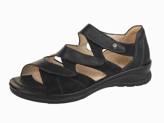 Fidelio HILLY Back In Velcro Sandal - Black Nappa Combi