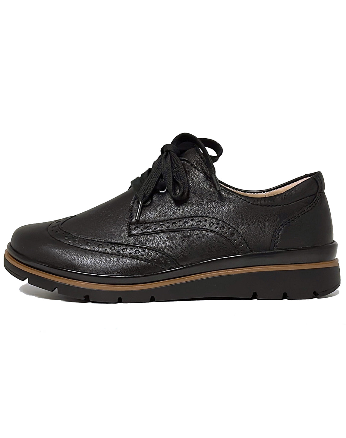 FIDELIO 505102 GALLERY BROGUE LACE SHOE - BLACK DELAVE