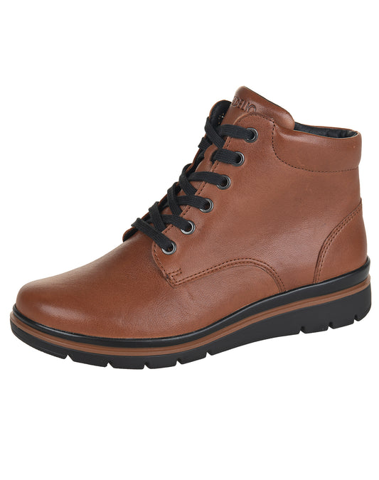 FIDELIO 505601 GALLERY LACE ANKLE BOOT - CIGAR LAMMCHEVRO