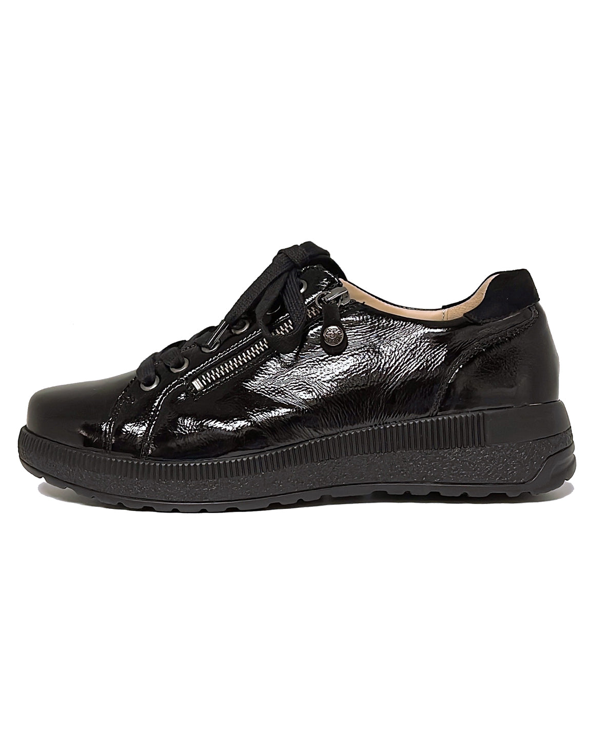 FIDELIO 576103 H HOLY LACE ZIP SHOE - BLACK PATENT