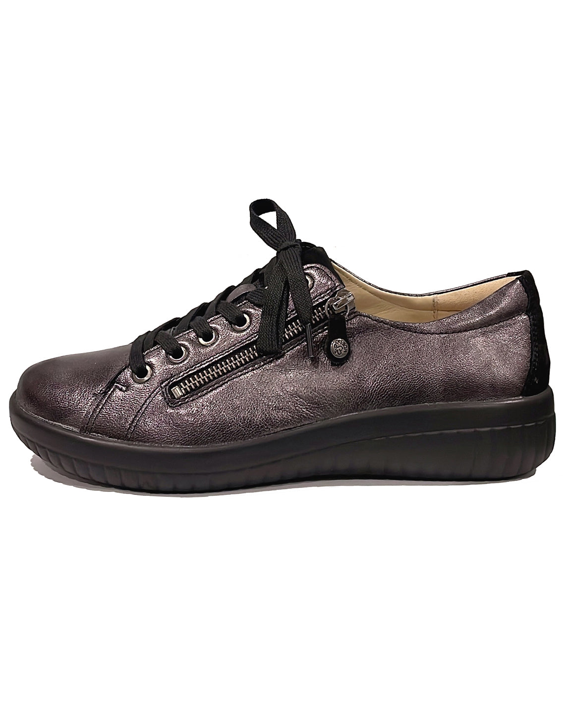 FIDELIO 605103 GENNY ZIP LACE SHOE - ANTHRACITE VAPORE
