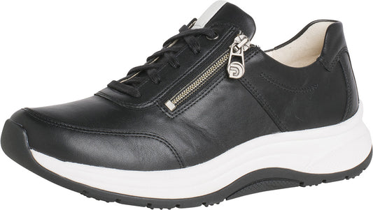 Ganter HI FLYER Leather Lace Up Zip Sneaker Shoe - Schwartz (Black)