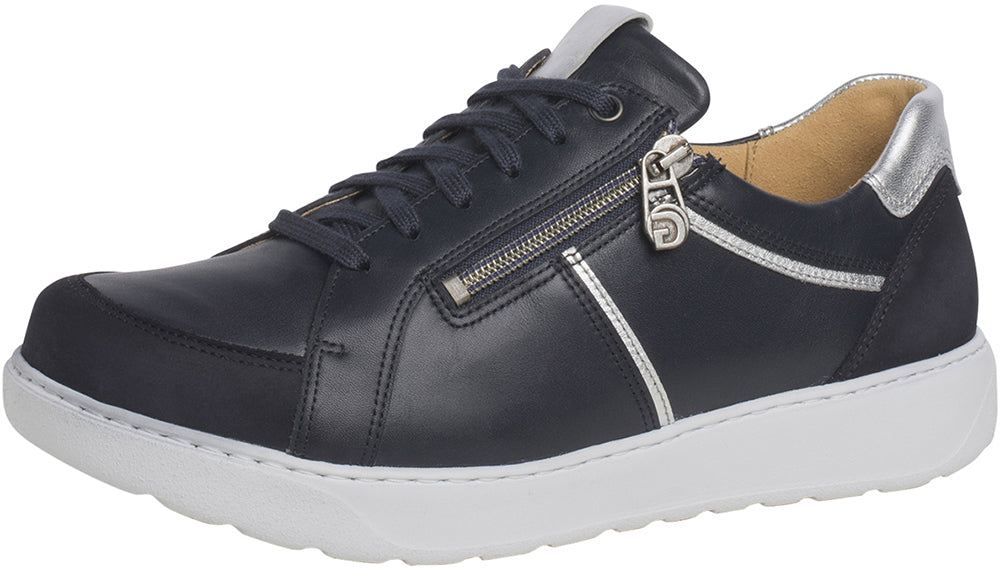 Ganter KELLY Leather Lace Up Zip Sneaker - Dark Blue