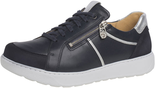 Ganter KELLY Leather Lace Up Zip Sneaker - Dark Blue