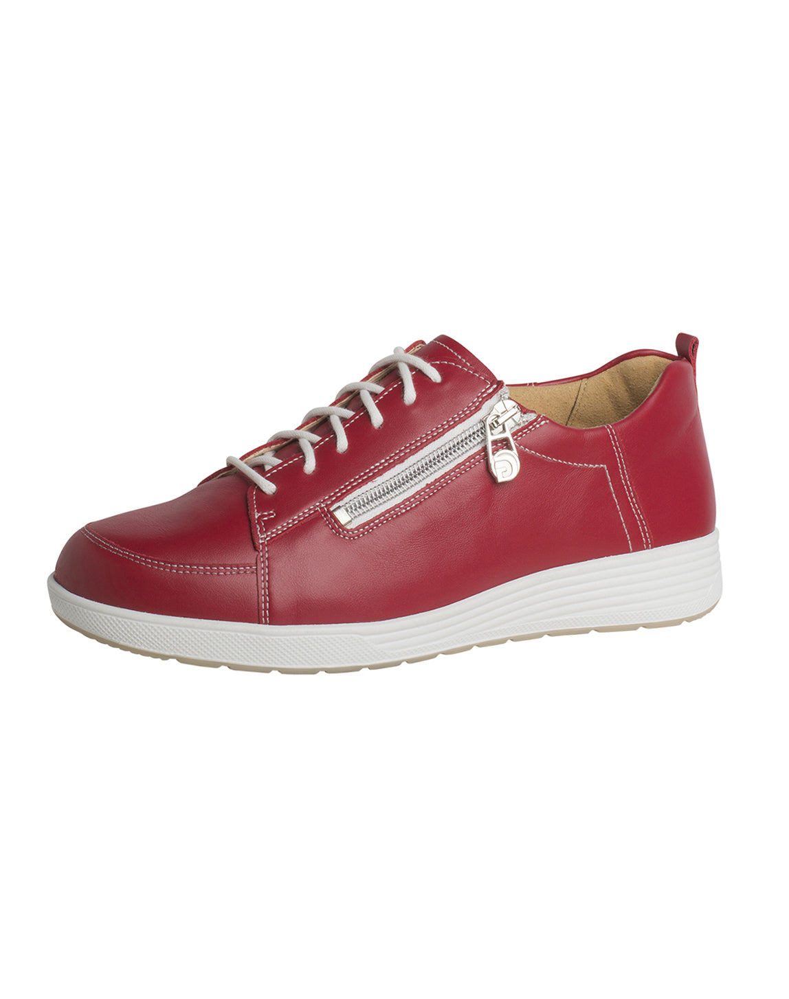 Ganter KLARA Leather Lace Up Zip Sneaker - Red