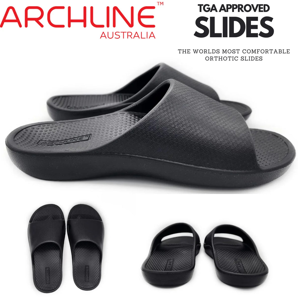Archline REBOUND Orthotic Slides - Black