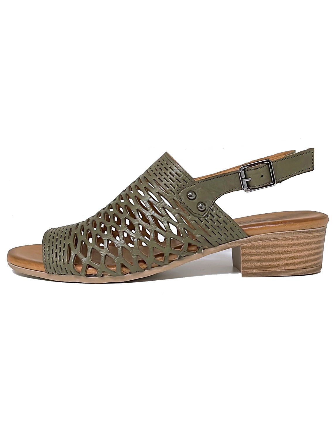 Cabello ALACA Plaited Heel Sandal - Olive Green