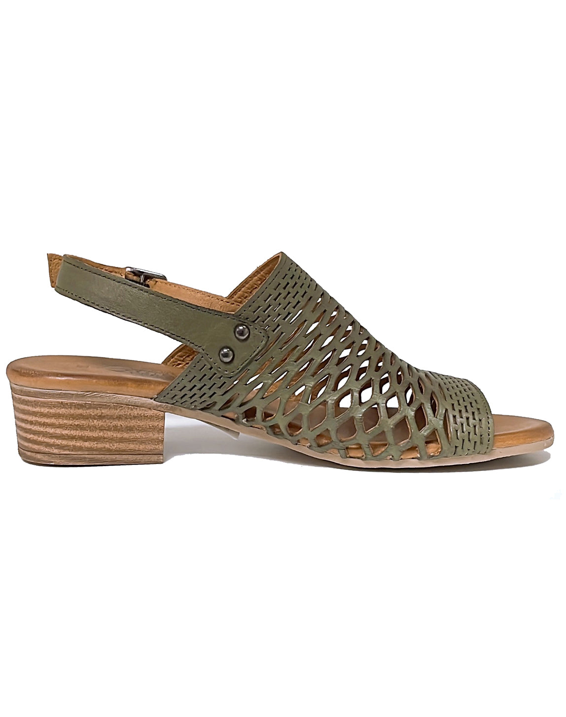 Cabello ALACA Plaited Heel Sandal - Olive Green