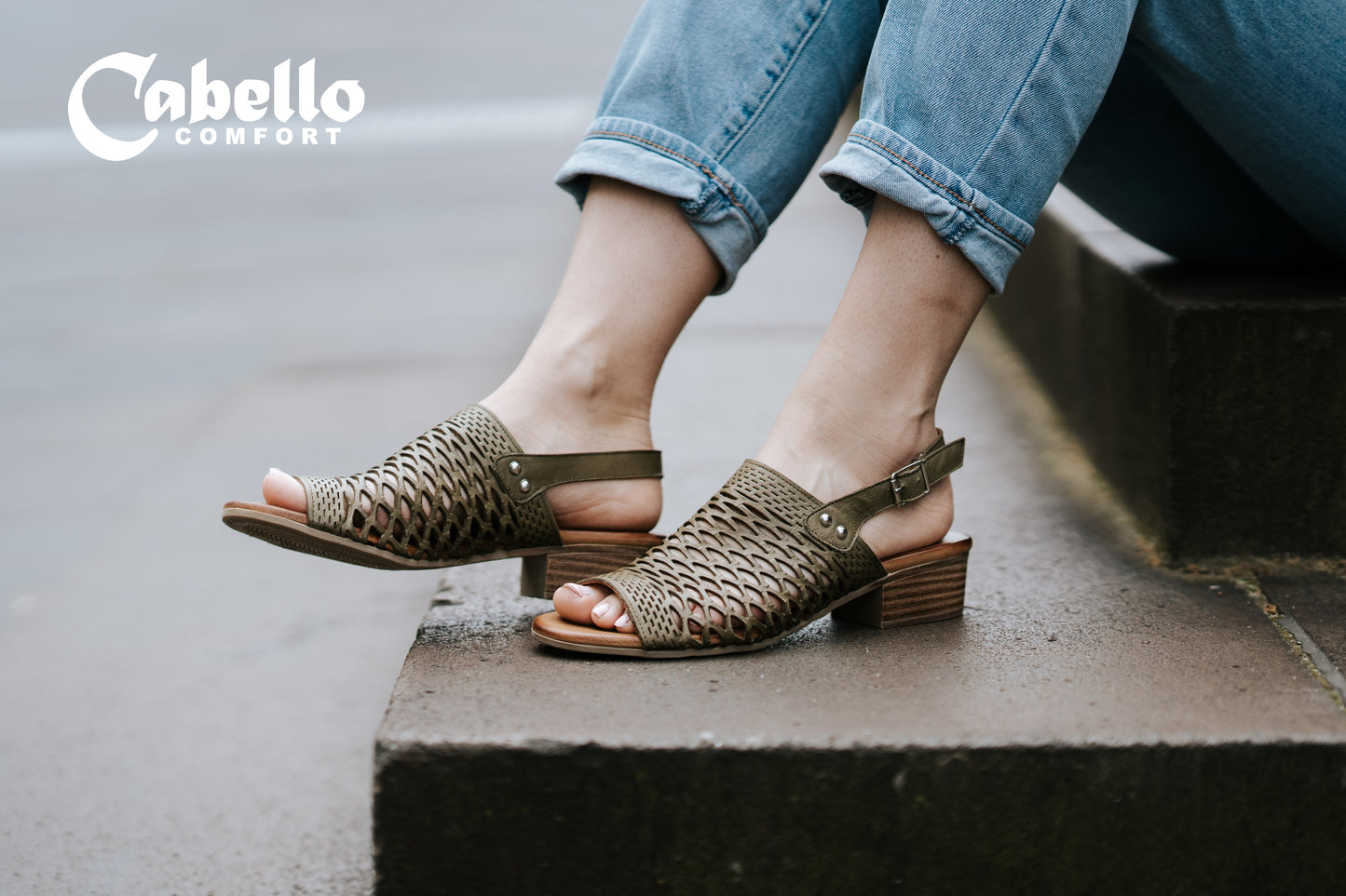 Cabello ALACA Plaited Heel Sandal - Olive Green