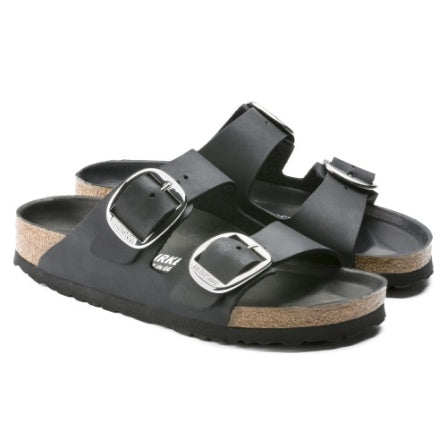 Birkenstock ARIZONA Big Buckle Oiled Leather Sandals - Black Regular
