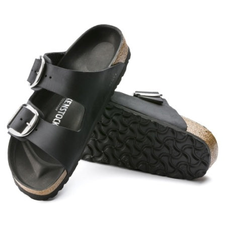 Birkenstock ARIZONA Big Buckle Oiled Leather Sandals - Black Regular