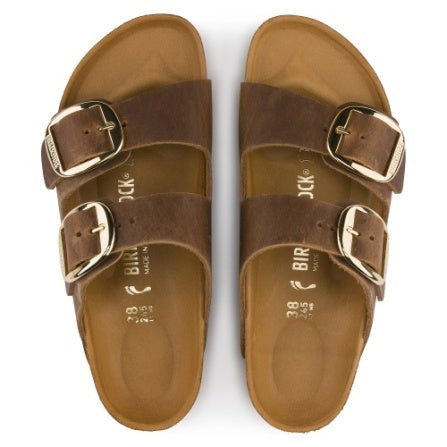 Birkenstock ARIZONA Big Buckle Oiled Leather Sandals - Cognac Regular