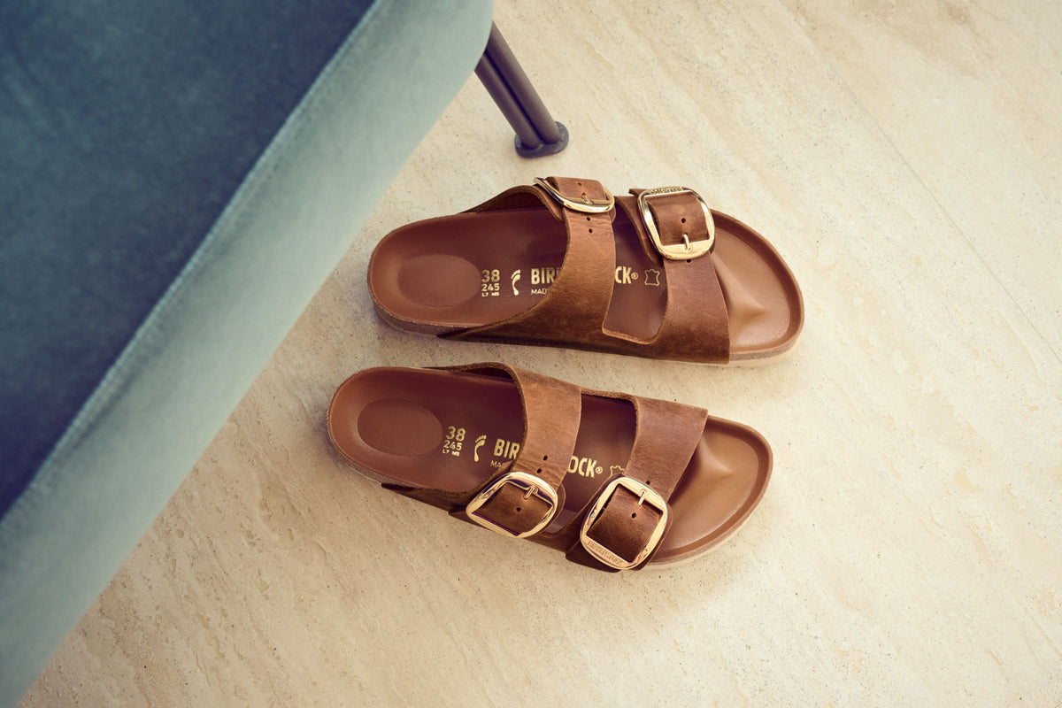 Birkenstock ARIZONA Big Buckle Oiled Leather Sandals - Cognac Regular