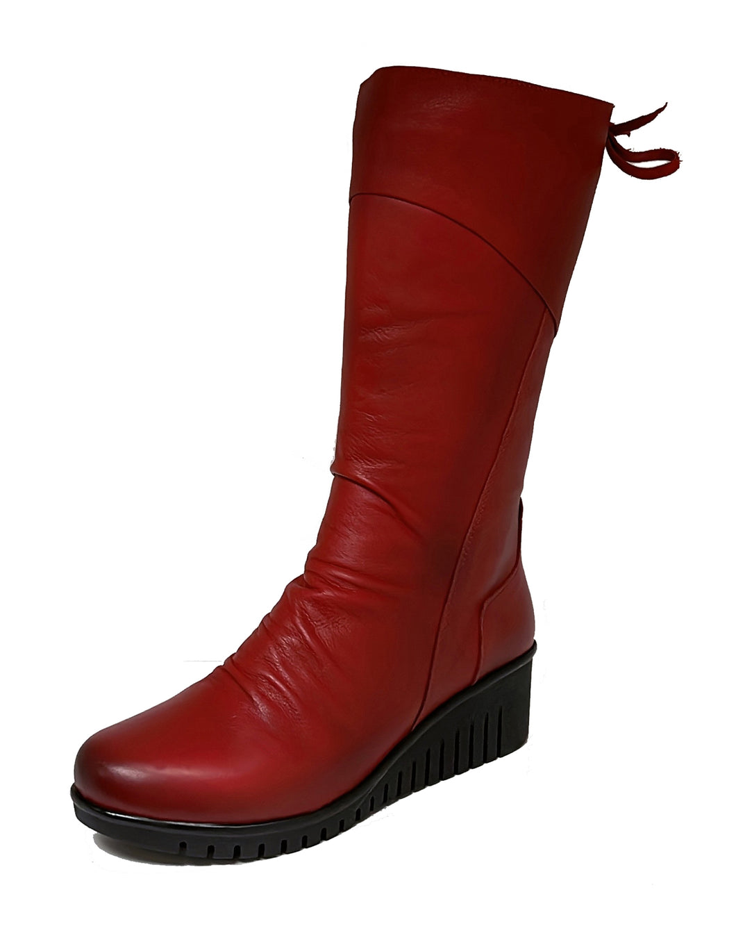 CABELLO ELSIE WEDGE MID CALF BOOT- RED