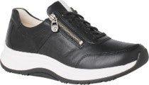 Ganter HI FLYER Leather Lace Up Zip Sneaker Shoe - Schwartz (Black)