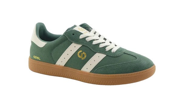 Goodsole Parallel 2001 Lace Up Sneaker - Cypress Green Suede & Ivory Leather