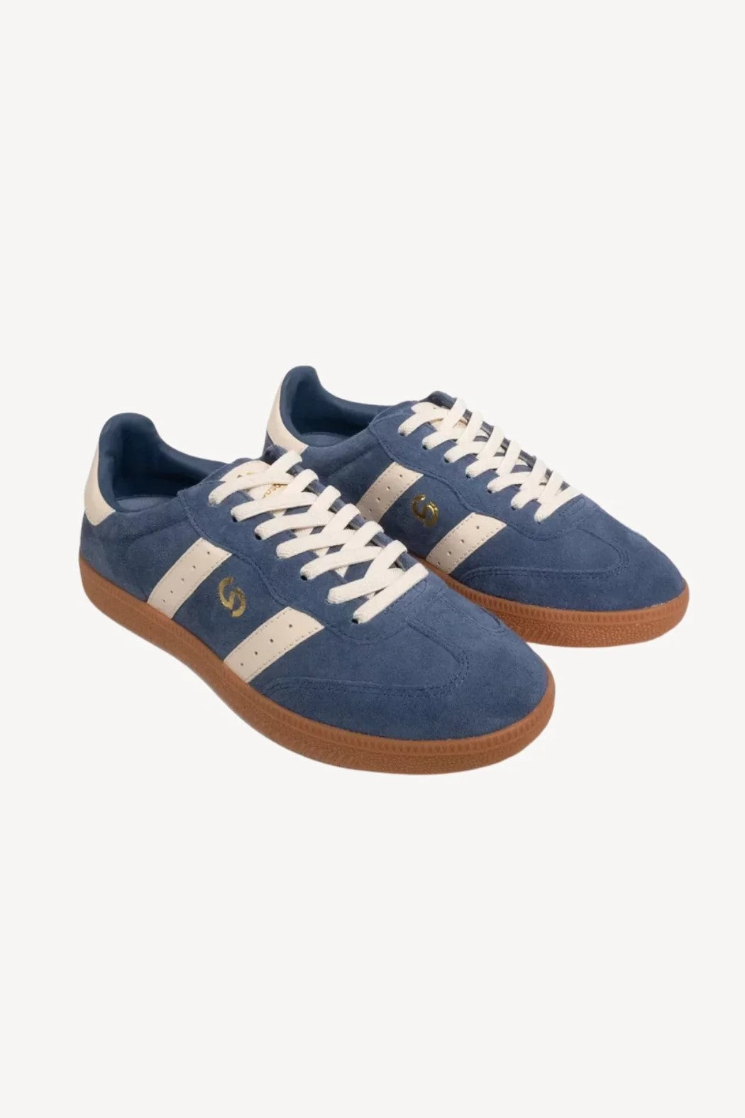 Goodsole Parallel 2001 Lace Up Sneaker - Peacock Blue Suede & Ivory Leather