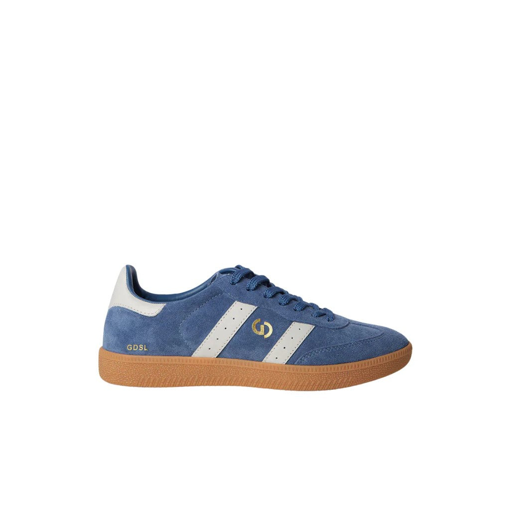 Goodsole Parallel 2001 Lace Up Sneaker - Peacock Blue Suede & Ivory Leather