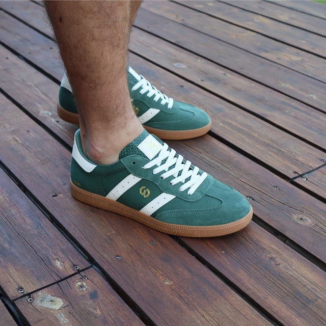 Goodsole Parallel 2001 Lace Up Sneaker - Cypress Green Suede & Ivory Leather